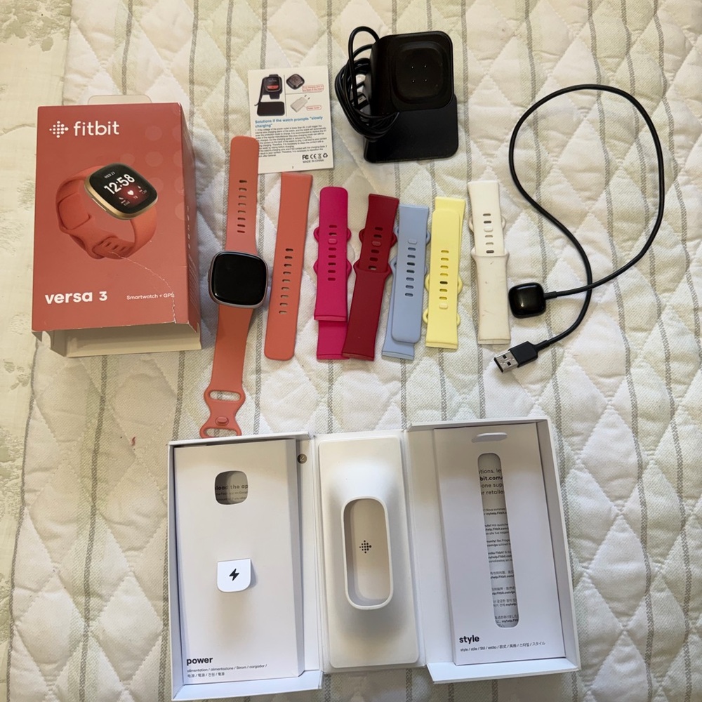 Fitbit Versa 3 with Vibrant Band Collection